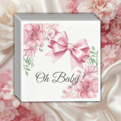 Serviette En Papier Baby shower Floral Pink Bow