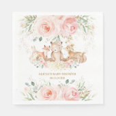 Serviette En Papier Baby shower Floral rose clair boisé (Devant)