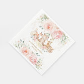 Serviette En Papier Baby shower Floral rose clair boisé (Coin)
