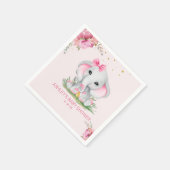 Serviette En Papier Baby shower Floral rose Eléphant mignon (Coin)