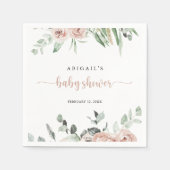 Serviette En Papier Baby shower floral rose rose foncé classique (Devant)