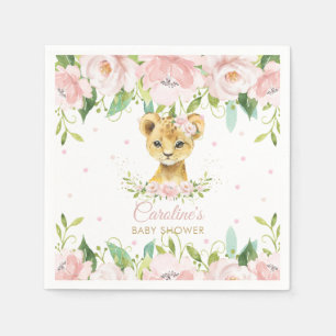 Serviette En Papier Baby shower floral rose roux Lion