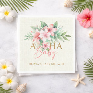 Serviette En Papier Baby Shower Floral Rose Tropical Aloha