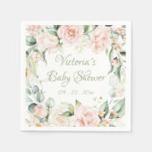 Serviette En Papier Baby shower floral rose vif (Devant)