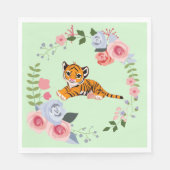 Serviette En Papier Baby shower floral Tiger Cub (Devant)