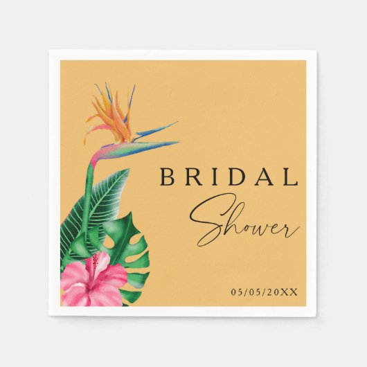 Serviette En Papier Baby shower floral tropical (Devant)