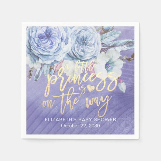 Serviette En Papier Baby shower floral une petite princesse est en rou (Devant)