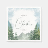 Serviette En Papier Baby shower forestier Adventure Watercolor (Devant)