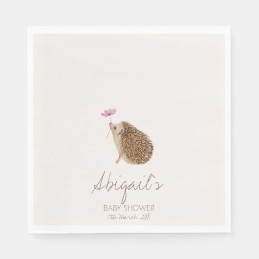Serviette En Papier Baby shower forestier de Hérisson (Devant)