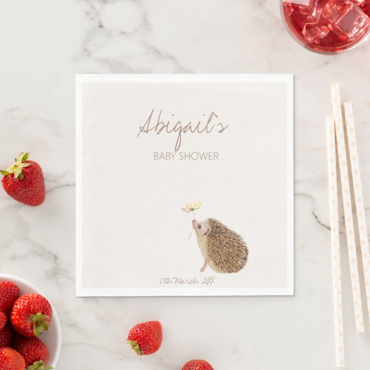 Serviette En Papier Baby shower forestier de Hérisson (En situation)