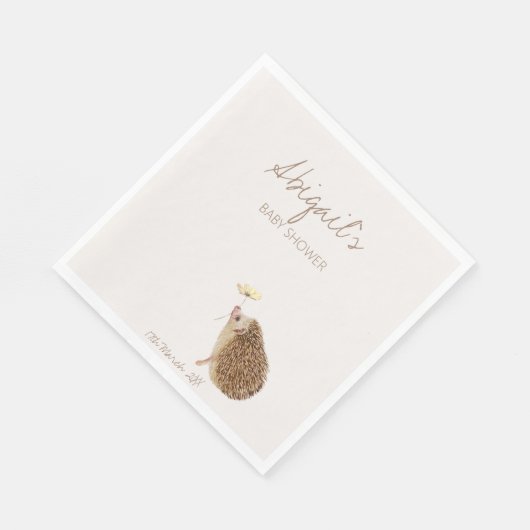 Serviette En Papier Baby shower forestier de Hérisson (Coin)