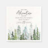 Serviette En Papier Baby shower forestier de pins d'aquarelle (Devant)