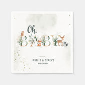 Serviette En Papier Baby shower forestier verdoyant (Devant)
