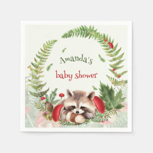 Serviette En Papier Baby Shower Forêt Champignon