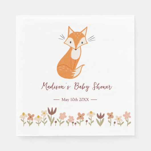 Serviette En Papier Baby shower Fox mou (Devant)