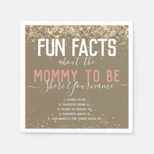 Serviette En Papier Baby shower Fun Faits Parties scintillant Or Girly (Devant)