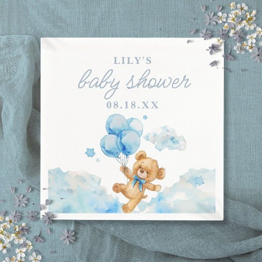 Serviette En Papier Baby shower garçon bleu attente mou