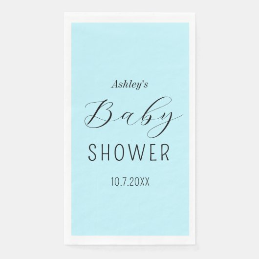 Serviette En Papier Baby shower Garçon bleu élégant (Devant)