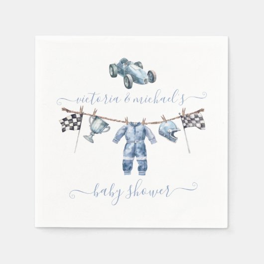 Serviette En Papier Baby shower Garçon de course automobile (Devant)