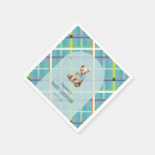 Serviette En Papier Baby shower garçon en peluche turquoise (Coin)