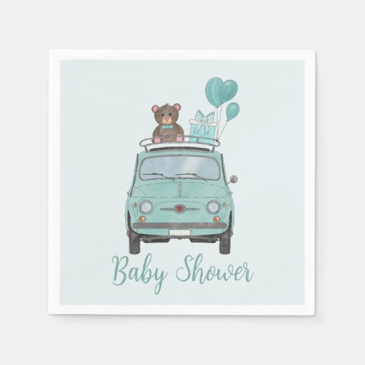 Serviette En Papier Baby shower garçon Fiat 500 (Devant)