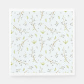 Serviette En Papier Baby shower garçon Floral bleu et verdure (Devant)