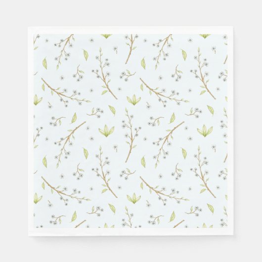 Serviette En Papier Baby shower garçon Floral bleu et verdure (Devant)