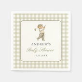 Serviette En Papier Baby Shower Garçon Golf Gingham Vert (Devant)