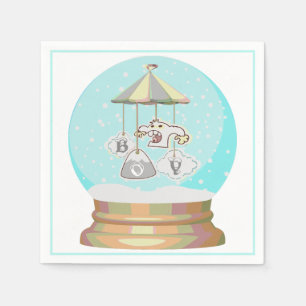 Serviette En Papier Baby shower garçon hiver yeti neige globe mignon b