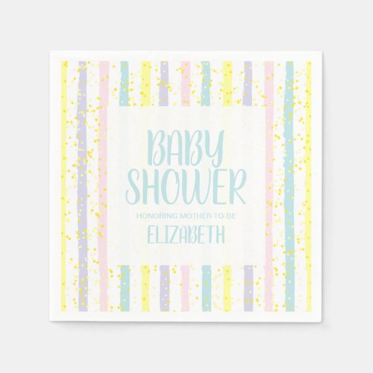 Serviette En Papier Baby shower garçon Pastel Stripes (Devant)