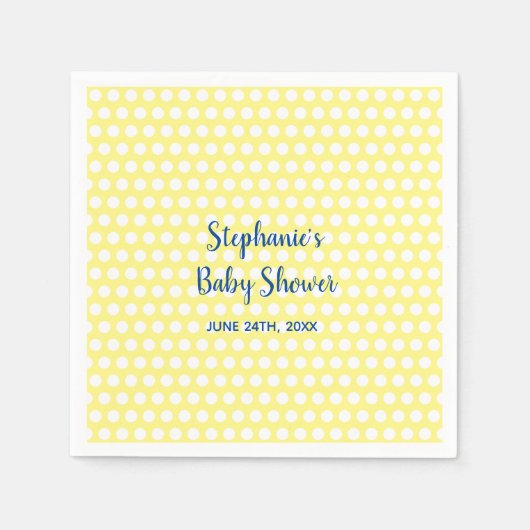Serviette En Papier Baby shower garçon Pois jaune bleu  garçon (Devant)