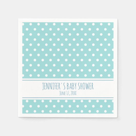 Serviette En Papier Baby shower Garçon Polka bleu (Devant)