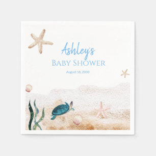 Serviette En Papier Baby shower Garçon Starfish de la tortue marine m