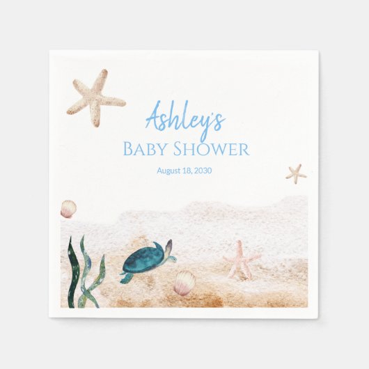 Serviette En Papier Baby shower Garçon Starfish de la tortue marine mo (Devant)