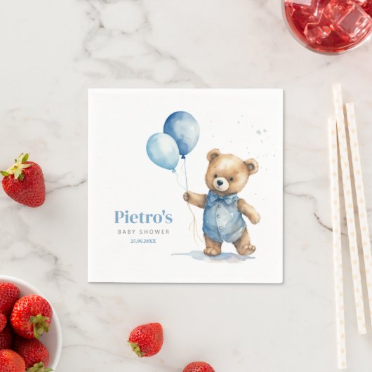 Serviette En Papier Baby shower Garçon Teddy Bear (En situation)