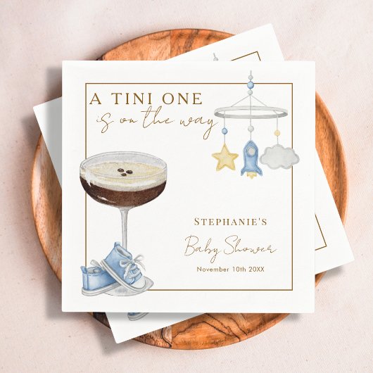 Serviette En Papier Baby shower Garçon Tini One Blue Espresso Martini