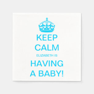 Serviette En Papier Baby shower Gardez le calme et le bleu de votre ga