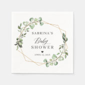 Serviette En Papier Baby shower géométrique Feuille Eucalyptus vert (Devant)