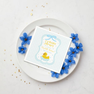 Serviette En Papier Baby-Shower Gingham Garçon aux Gouttelettes d'Eau