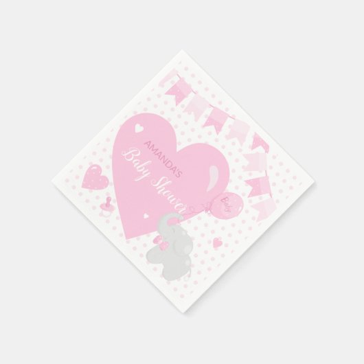 Serviette En Papier Baby shower Girl Eléphant Balloon Papier Napkin (Coin)