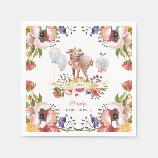 Serviette En Papier Baby shower Girl Oh Deer (Devant)
