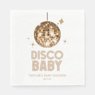 Serviette En Papier Baby shower Gold Disco Ball "Disco Baby"