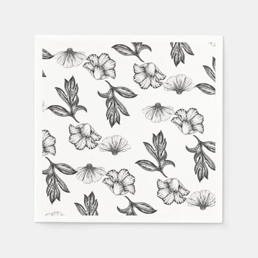 Serviette En Papier Baby shower gothique de tatouage à fleurs (Devant)