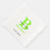 Serviette En Papier Baby shower Green Jungle Thème Monogramme Nom (Coin)