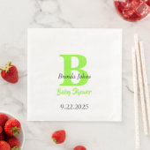 Serviette En Papier Baby shower Green Jungle Thème Monogramme Nom (En situation)