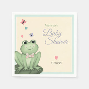 Serviette En Papier Baby Shower Grenouille Vert Menthe Fantaisiste