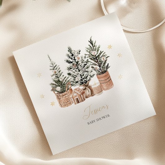 Serviette En Papier Baby shower hiver Rustique de Noël Arbres