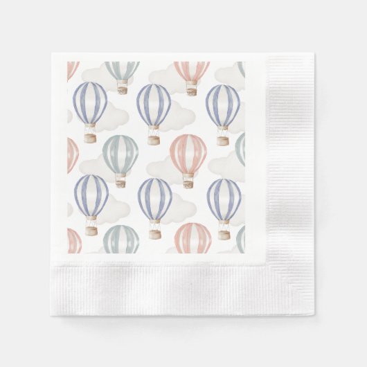 Serviette En Papier Baby Shower Hot Air Balloons Gender Neutral (Devant)