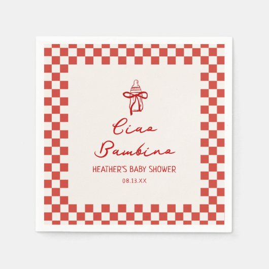 Serviette En Papier Baby shower italien de pizza Ciao Bambino (Devant)