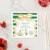 Serviette En Papier Baby shower italien vert Ciao Bambino (En situation)